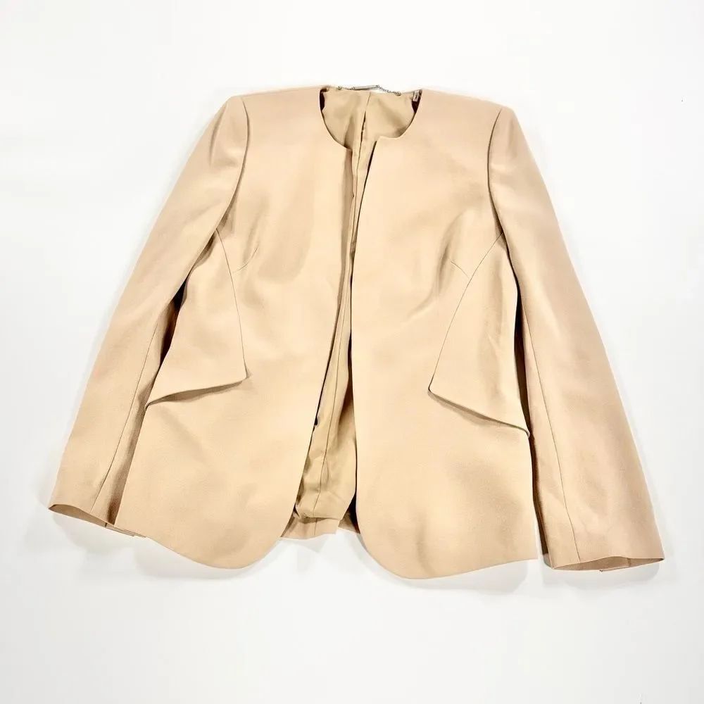 Elie Tahari khaki tan modern cut wool blend suit jacket 6